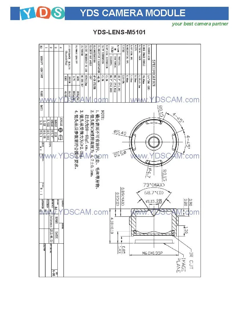 Yds-C5ma-Ov5645 V1.2 5MP Ov5645 Mipi Interface Auto Focus Camera Module