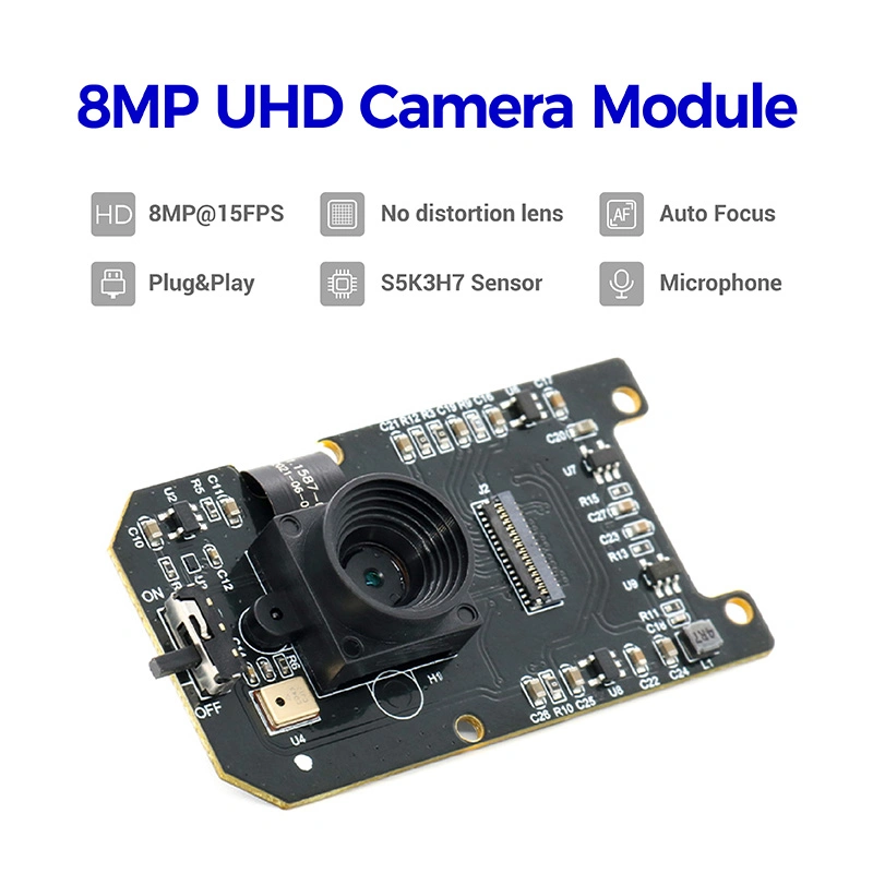 Factory High-End Customized Plug and Play 8m Pixels 3264*2448 Auto Focus No Distortion Lens USB Camera Module for Ocr